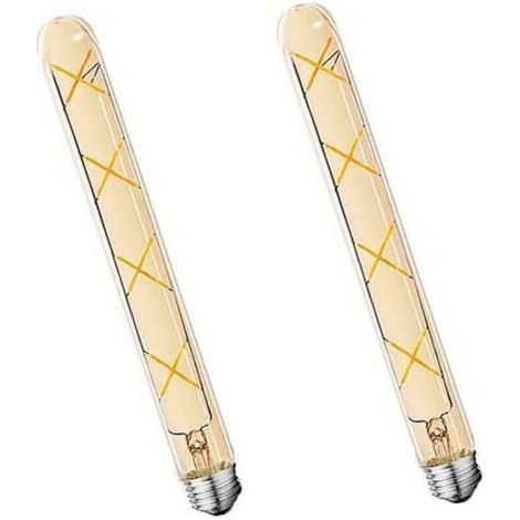 2Paquets E27 T30 Ampoule à Filament LED 8W Verre Ambré Blanc Chaud Tubede Lumière(Équivalent à une Lampe Halogène 70W)700LM Lampes à Économie D'énergie Vintage E27,300mm (1/5)