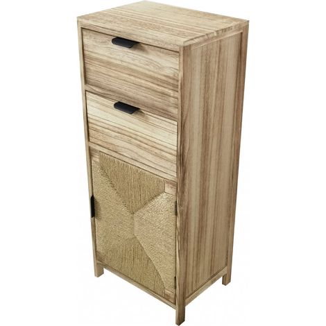 Mobiletto in legno con due cassetti e un'anta per soggiorno e camera