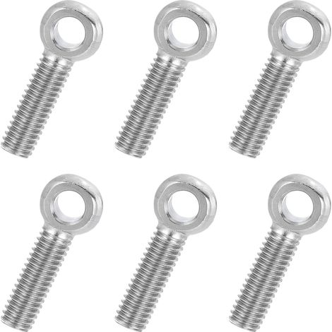 6 Pcs Boulon à Œil M6x25mm Boulon à Œillet de Levage pour Balancement d'Épaule, Vis Filetage Complet en Acier Inoxydable 304, Filetage Métrique Trou Coulissant, Couleur Argentée (1/5)