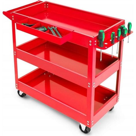 TrAdE Shop Traesio - Carrello Per Attrezzi Da Officina Portautensili 3 Ripiani Con 4 Ruote 89824 - (1/5)