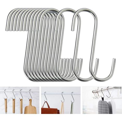 Confezione da 40 ganci a S - Ganci a S resistenti in acciaio inossidabile per appendere pentole, padelle, ecc.