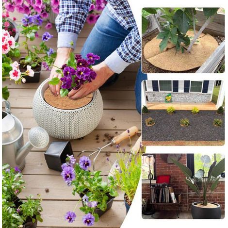 Tapis de Coco Plante - 12 pièces, 20cm Disque Protection Racine - Pot Plante - Marron Étiquette (1/5)