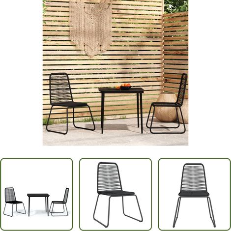 Table de jardin - Ensemble à manger de jardin 3 pcs Noir (1/5)
