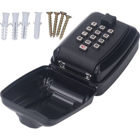 Outdoor Key Lock Box Waterproof Wall Mounted 12 Digit Combination Key Box Card Storage Case Black