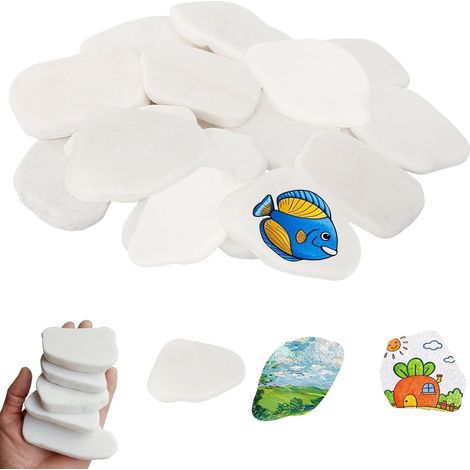 Galets Blancs à Peindre - Lot de 16 Pierres Plates Lisses 5-8 cm - pour Artisanat DIY, Décoration, Aquarium ou Jardin (1/5)