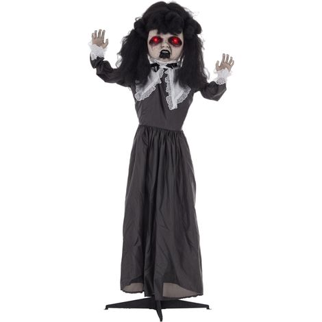 Poupée Horreur Halloween 160 cm avec Voix Effrayante, Musique, Yeux Rouges et Articulations Mobiles, pour Intérieur (1/5)