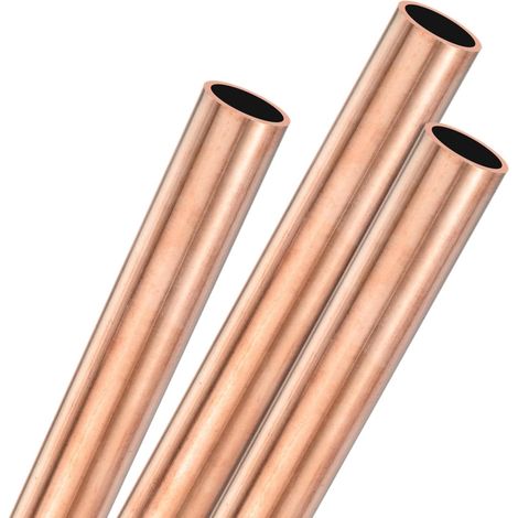 3 Piece Straight Copper Tube, 11mm OD x 200mm Length 1mm Thick T2 Copper Rod Round Bar for Construction, Machining, DIY, Handmade Projects, Model (1/5)