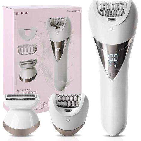 2 in 1 Electric Hair Remover for Face, Chin, Arms, Legs, Armpits, Bikini, Shaving and Hair Removal, Wide Head for Fast Hair Removal, Shaver for Women Wet and Dry (1/5)
