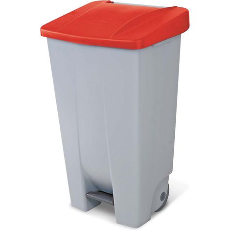 helit h2405525 – Volume de tretabfallbehälter à roulettes 120 l, gris/rouge (1/3)