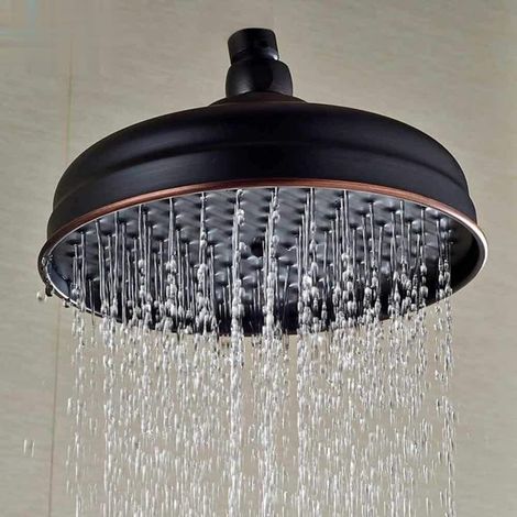 Tete de douche 8 Pouces Pommeau de douche exterieur Interface G1/2" Tête de Douche Laiton Antique Rond Accessoires de Salle de Bain Pomme de douche Remplacement Pommeau Douche (1/5)