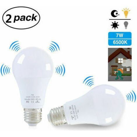 E27 LED-Lampe mit Bewegungsmelder, 7 W, Weiß, 2er-Pack (1/5)