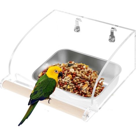 Comedero para pájaros con percha, diseño antiderrame, comederos colgantes para pájaros pequeños y medianos, fácil de limpiar - ganchos seguros (1/5)