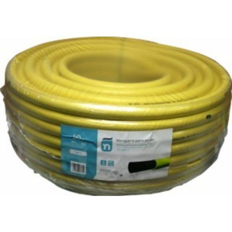 Rollo de 50 metros de manguera 19x25mm 3/4" reforzada amarilla (1/3)