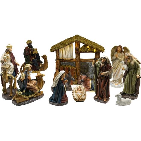 Presepe Natività 12 Pezzi 30 cm con Capanna (1/2)