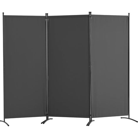 Cloison de séparation en tissu, séparateur de pièce pliable à 3 panneaux, paravent de confidentialité intérieur pour bureau, chambre, salle à manger, maison, autoportant, 228 x 52 x 184 cm, gris (1/5)