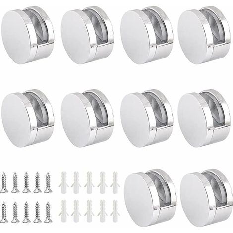10 Pezzi Clip per Vetro in Lega di Zinco Clip per Specchio Supporto per Morsetto per Vetro da 4-6mm (Accessori Inclusi) (1/5)