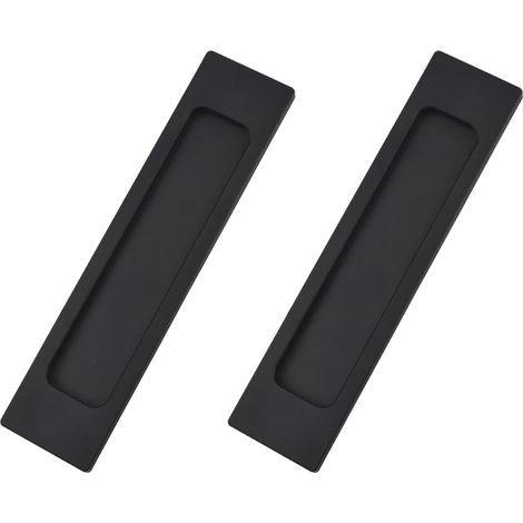 2 Poignées Porte Coulissante Rectangulaires Auto-adhésives Noir Mat (1/5)
