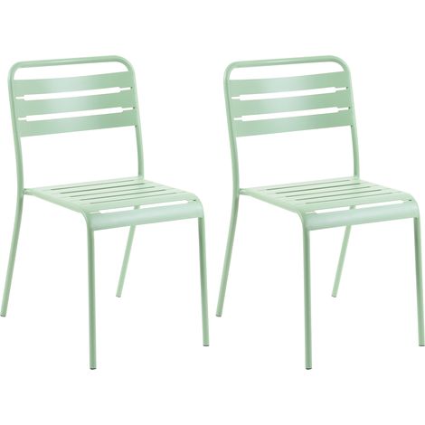 Conjunto de 2 sillas de jardín de metal sin reposabrazos apilables para terraza verde Lefkada (1/5)