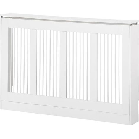 Cache-pot moderne pour radiateur, 120x18x84cm, blanc, MDF et acier (1/5)