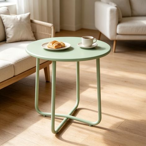 Table basse d'extérieur, piètement en X pour salon et terrasse, finition robuste (1/5)
