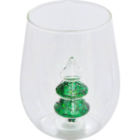 Bicchiere basso con motivo di abete glitterato, 45 cl - Atmosphera créateur d'intérieur (1/5)