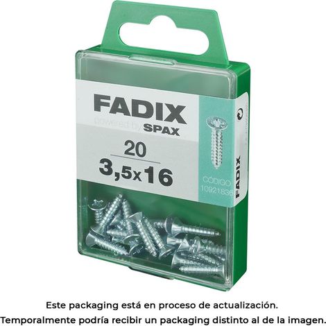 Caja de 20 unidades de tornillo de rosca chapa con cabeza plana en cinc 3,5x16mm Fadix (1/3)