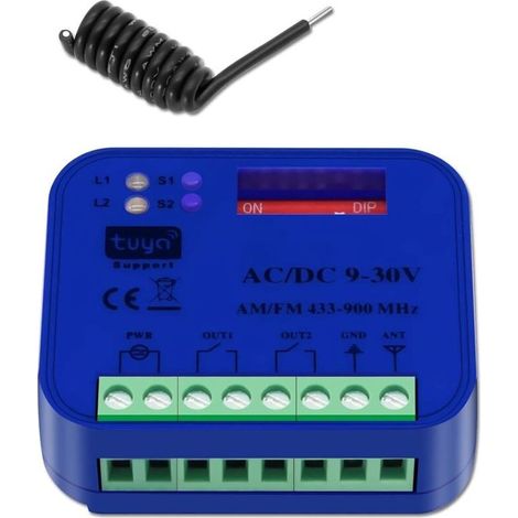 Récepteur universel de porte de garage 9-30 V, contrôleur de porte de garage, compatible avec l'application Tuya Smartlife, interrupteur marche/arrêt intelligent, WiFi 2,4 GHz 433-900 MHz