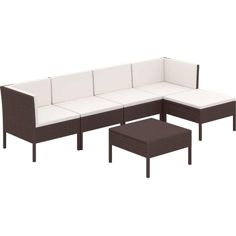 Salon de jardin 6 pcs Contemporain, Ensemble repas de jardin, avec coussins Résine tressée Marron OIB1482E (1/5)