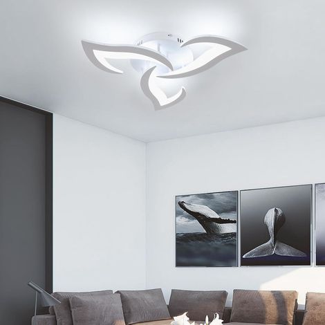 Plafonnier LED Dimmable, Luminaire Plafonnier 30W , Lampe de Plafond Salon Acrylique Créatif avec Télécommande 3000K-6500K pour Salon, Chambre, Salle à Manger, Blanc, Ø50cm [Classe énergétique E] (1/5)