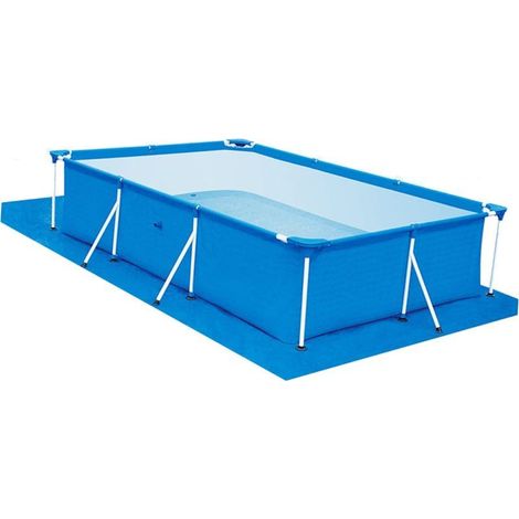 Bâche de piscine en PE (206 x 295 cm) et tapis de sol antidérapant pour piscines gonflables — Coussin de protection bleu (pluie) — Facile à utiliser et à ranger (1/2)