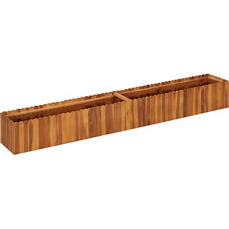 Fioriera aiuola rialzata piante fiori giardino 200 x 30 x 25 cm legno massello di acacia 020001012