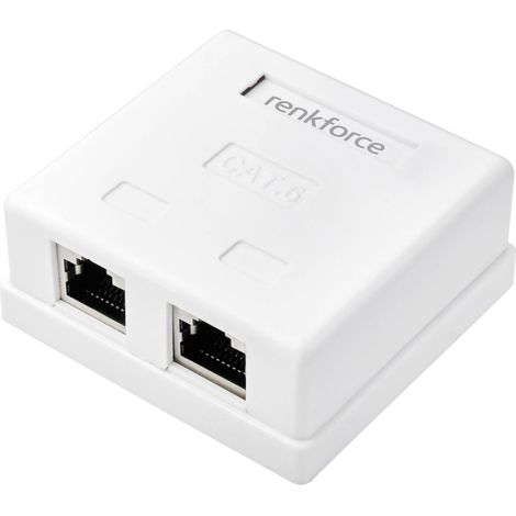 RENKFORCE ADAPTATEUR RÉSEAU MONTAGE APPARENT (EN SAILLIE) CAT 6 2 PORTS BLANC RF-4540914