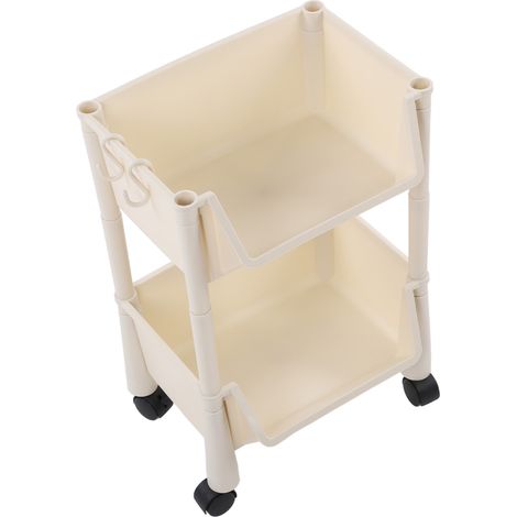 Organisateur de rangement roulant compact, grande capacité, chariot utilitaire mobile, étagères de rangement mobiles avec roulettes verrouillables, 2 niveaux, sans couvercle (1/5)