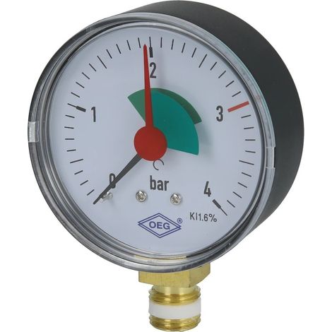 Manomètre de chauffage 0 - 4 bars 1/4’’ radial 63 mm