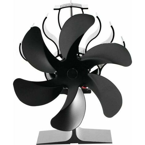 Ventilateur de poêle à entraînement thermique, ventilateur de cheminée à 6 pales, ventilateur de poêle à bois/à bûches ou cheminées. (1/5)