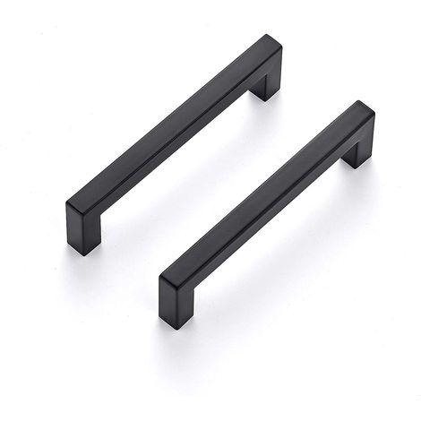 Lot de 10 poignées de meubles noires 128 mm poignées d'armoires de cuisine en acier inoxydable poignées de tiroir poignées de porte d'armoires de cuisine noires (1/5)
