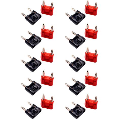20 conectores de audio tipo banana chapados en oro (doble banana): alta conductividad, antioxidantes, perfectos para amplificadores y altavoces.