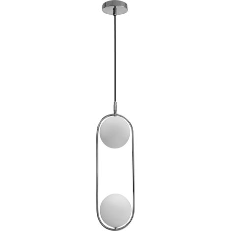 Suspension moderne chrome 2 globes blancs G9 Candellux (1/3)