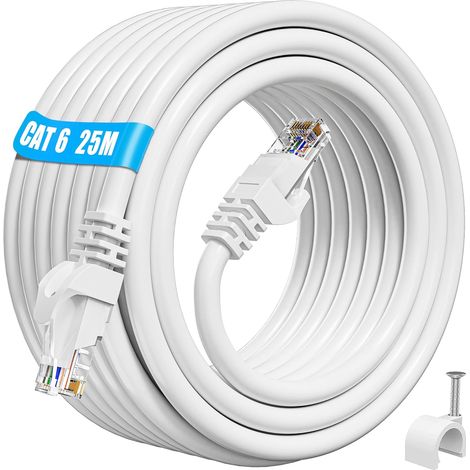 Cable Ethernet 25m, Cat 6 Cable RJ45 25m Haute Vitesse Câble Réseau (1/5)
