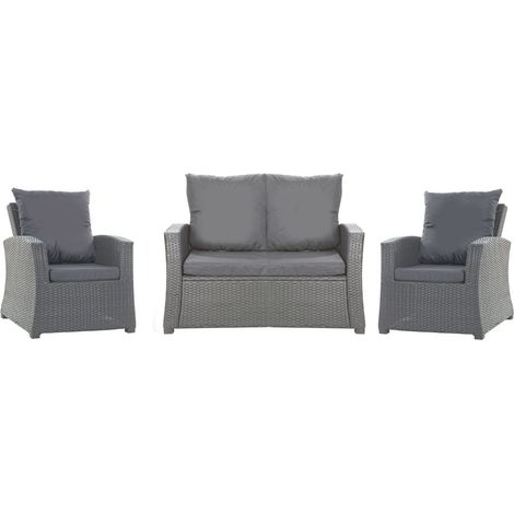 Set coussins pour salon de jardin résine tressée 4 places, coussins pour canapé 130x50x7cm, coussins pour fauteuil de jardin 2x50x56cm Anthracite (1/5)