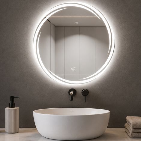 Specchio Tondo Spirale Diametro 70cm Led a 3 Colori Dimmerabile Accensione Touch (1/5)