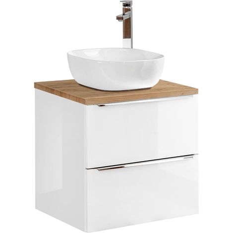 Mueble lavabo individual 60cm April Blanco y Madera (1/4)