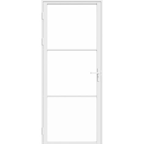 Blocco porta reversibile H204 x L83 cm in Alluminio e Vetro temperato Bianco - MASERU