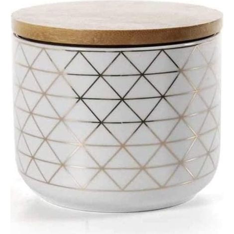 BARATTOLO IN PORCELLANA CON TAPPO IN LEGNO 10 X H8CM (1/2)