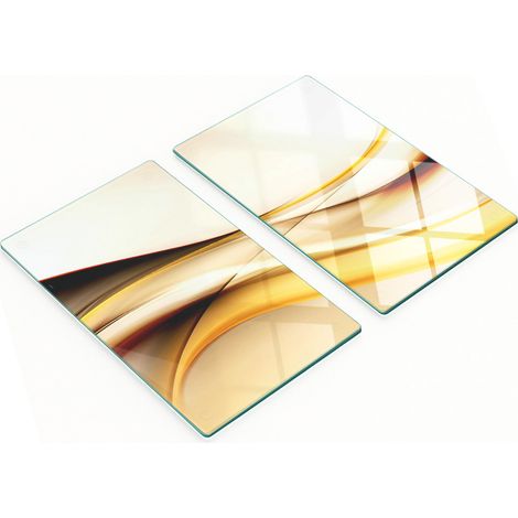 Stilvolle und robuste Glasplatten mit abstraktem Wellenmuster, 2 x 30 x 52 cm (1/5)