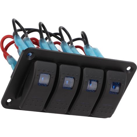 4-Wege-Mehrfachschutzschalter, blaue LED-Hintergrundbeleuchtung, IP65 wasserdicht, für 12-24V Fahrzeuge, Boote, SUVs und LKWs (1/5)