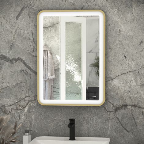 RAK Picture Brushed Gold 600mm x 800mm Soft LED Mirror - RAKPICSFBG5002 (1/2)