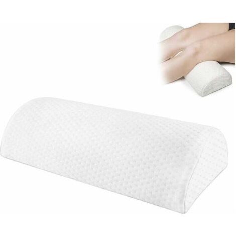 Coussin de Coussin Demi-Lune, Demi-Cylindre Repose-Pieds, Coussin de Repose-Pieds en Mousse à Mémoire de Forme, Oreiller de Pied sous Le Bureau, Repose Pieds Bureau Mousse, Blanc (1/5)