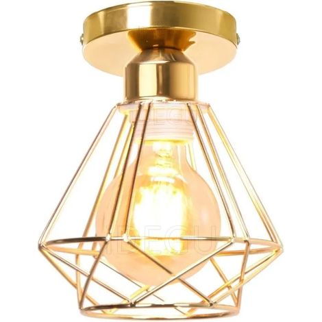 Plafonnier Industriel Moderne,16cm Lustre Suspension Vintage en Métal E27 Éclairage de Plafond Design Cage Abat-jour Rétro (1/5)
