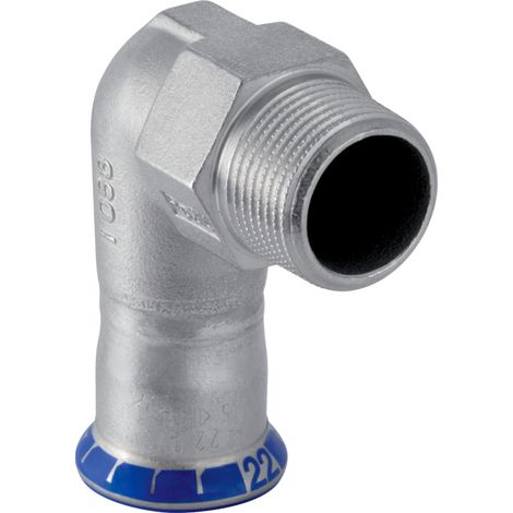 Coude de transition Mapress en acier inoxydable, sans silicone, filetage mâle, d15 mm x R 1/2", filetage extérieur